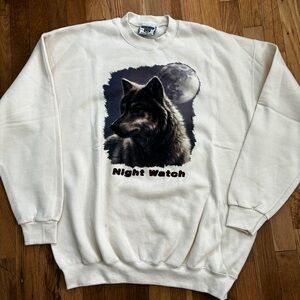 Vintage Deadstock Night Watch Wolf Crewneck Sweatshirt XL